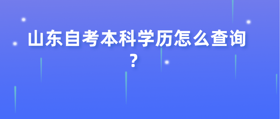 山东自考本科学历怎么查询？
