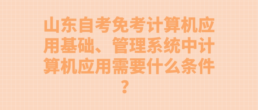 山东自考免考计算机应用基础、管理系统中计算机应用需要什么条件？