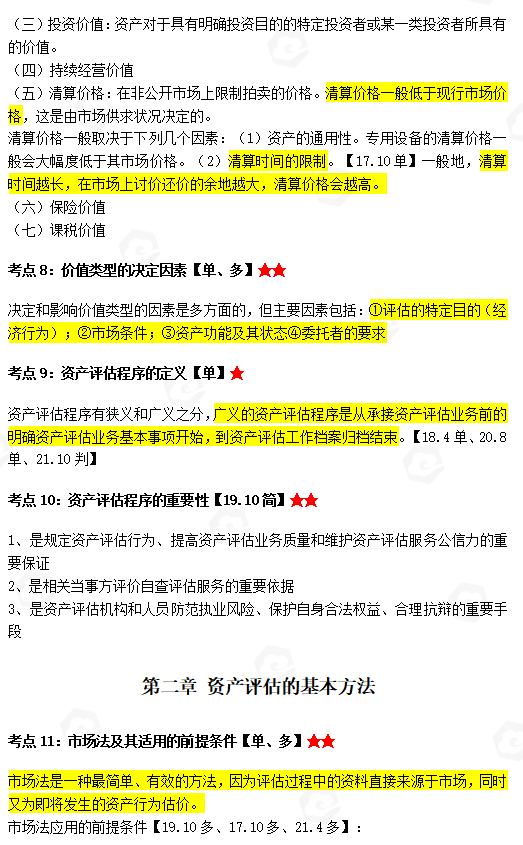 山东省自考会计学专业资产评估考试知识点解析