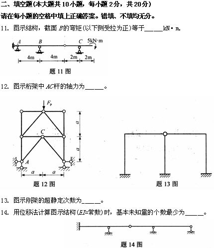 全国2009年4月高等教育自考结构力学(二)试题(图5)