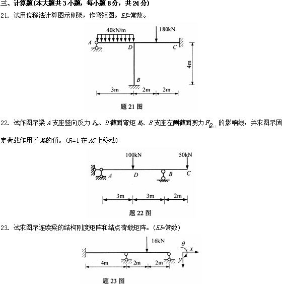 全国2009年4月高等教育自考结构力学(二)试题(图8)