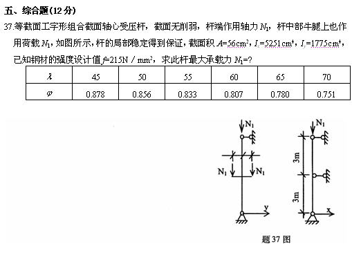 全国2010年4月高等教育自考钢结构试题(图11)
