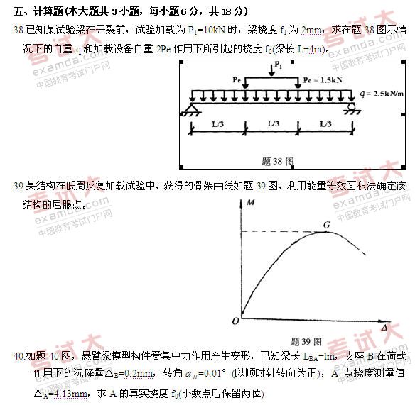 全国2010年10月高等教育自考建筑结构试验试(图2)